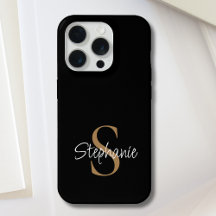 Monogramm Elegante Schrift Name Schwarz Gold