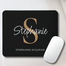 Monogramm Elegante Schrift Name Schwarz Gold