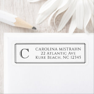 Monogramm Elegante Schwarz-Weiß-Rahmen Briefpapier