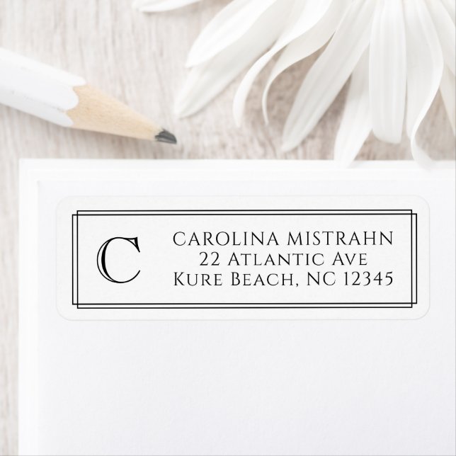 Monogramm Elegante Schwarz-Weiß-Rahmen Briefpapier (Insitu)