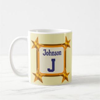 Monogramm Eleganter Goldener Stern Nachname Anfang Kaffeetasse