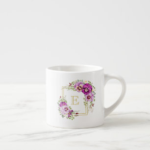 Monogramm Elegantes Blumen Vintage Violette Stiefm Espressotasse