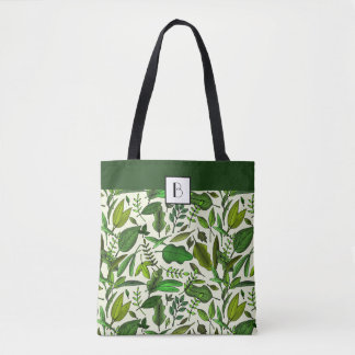 Monogramm Elegantes Botanisches Muster Grüne Blätt