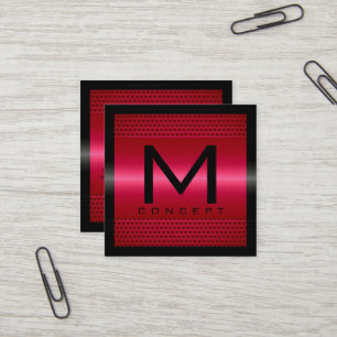 Monogramm-elegantes modernes metallisches Rot Quadratische Visitenkarte