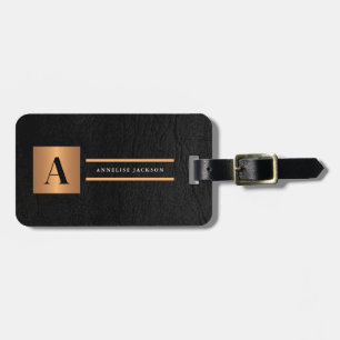 Monogramm elegantes professionelles Schwarz Gold Gepäckanhänger