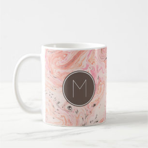 Monogramm Elegantes Rosa Marmor Kaffeetasse