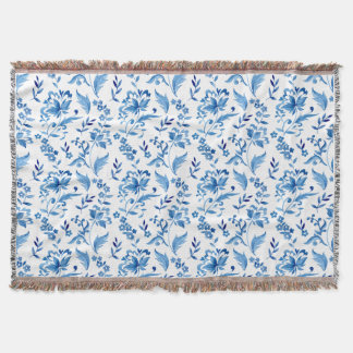 Monogramm Elegantes Vintage Blaues Blumenmuster Decke