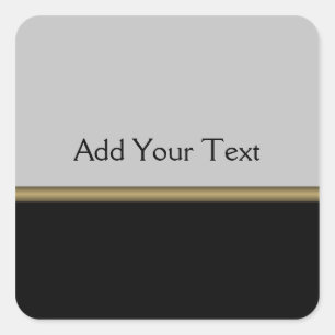 Monogramm-Eleganz im schwarzen grauen Gold Quadratischer Aufkleber