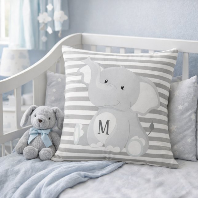 Monogramm Elephant und Streifen Kissen (Von Creator hochgeladen)