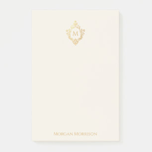 Monogramm Elfenbein Falschgold-Wappen Eleganter Be Post-it Klebezettel