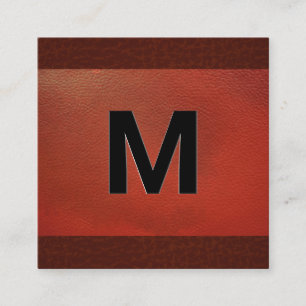 Monogramm   Emboss Lettern Red Leather Quadratische Visitenkarte