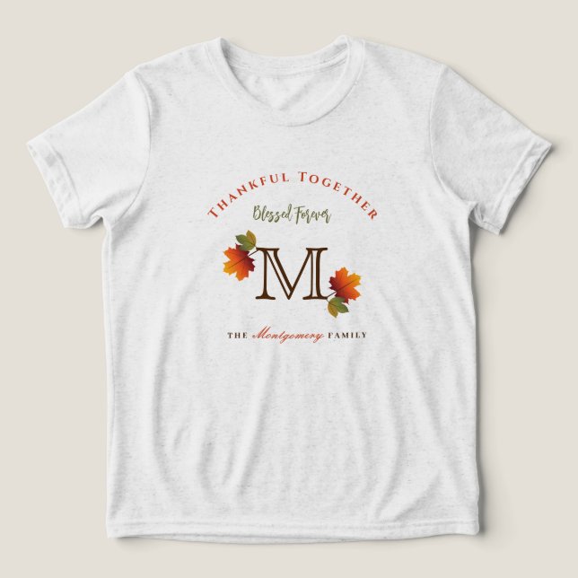 Monogramm-Erntedank der Familie im Herbst/Herbst Tri-Blend Shirt (Design Vorderseite)
