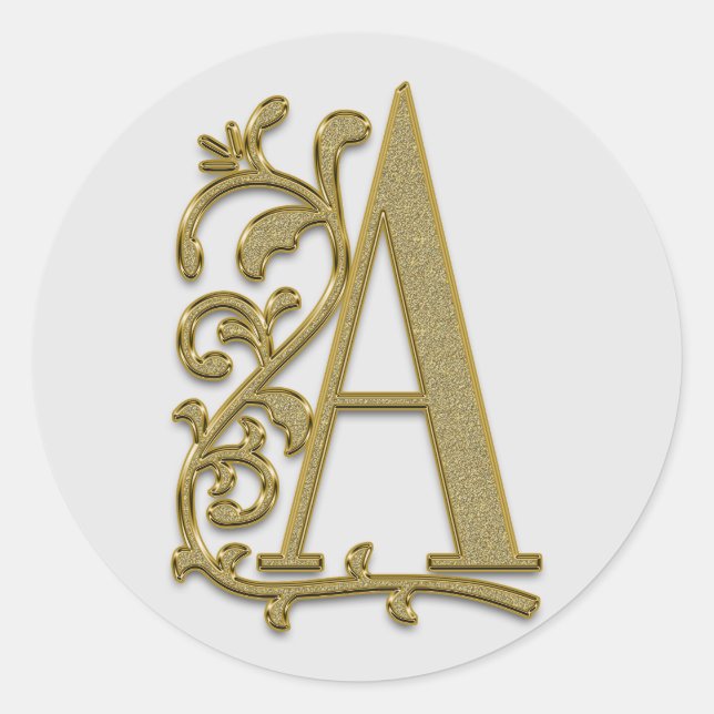 Monogramm Erstaufkleber A Runder Aufkleber (Vorderseite)