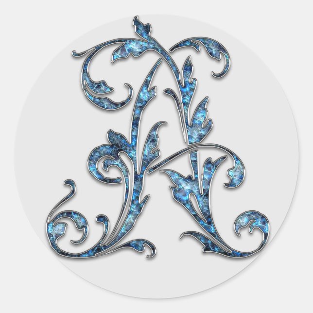 Monogramm Erstaufkleber A Runder Aufkleber (Vorderseite)