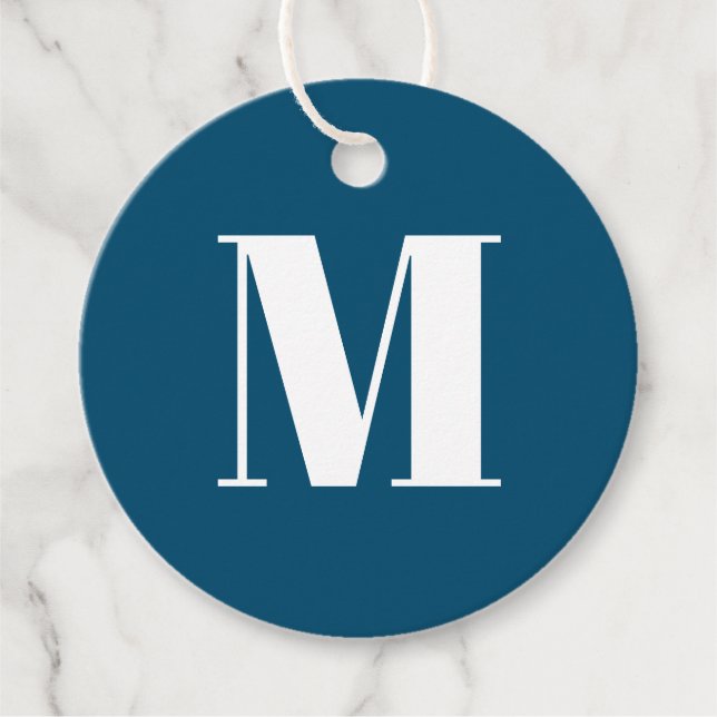 Monogramm Erstblauer aquamariner Geschenk anpassen Geschenkanhänger (Vorderseite)