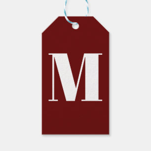 Monogramm Erstburgundy-Maroon weiß anpassen Geschenkanhänger