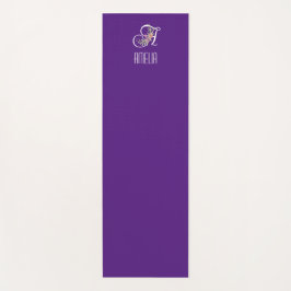 Monogramm erste Aquarell-Blume lila Yogamatte