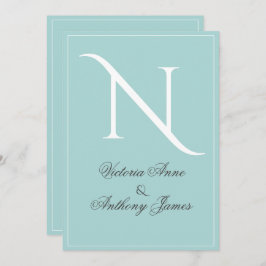 Monogramm erste blaue Rahmen Hochzeit Einladung