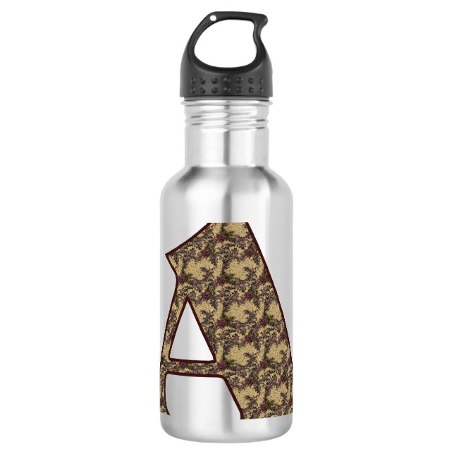 Monogramm erste blorale Freiheit Edelstahlflasche (Vorderseite)