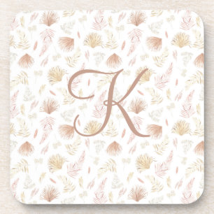 Monogramm Erste botanische Rose Gold Tan Neutral Getränkeuntersetzer