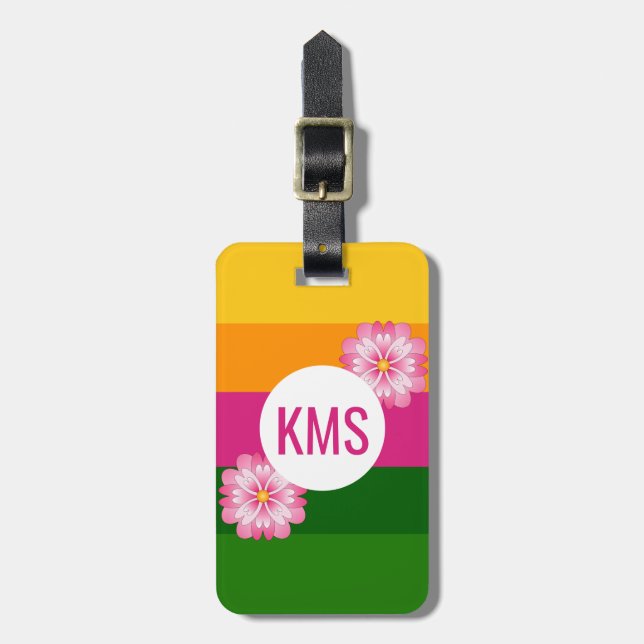 Monogramm erste fett farbige Streifen Gepäckanhänger (Vorderseite vertikal)