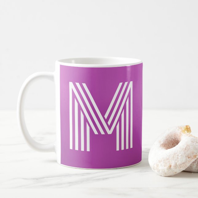 Monogramm erste Fettviolette, violett und weiß Kaffeetasse (Mit Donut)