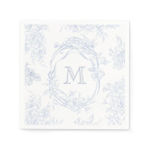 Monogramm erste florale Blue Toile Wedding Bridal