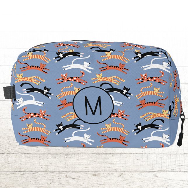 Monogramm erste Kitty Cat Personalisiert Waschbeutel (Fun kitty cat personalized monogram initial zip bag Dopp kit)