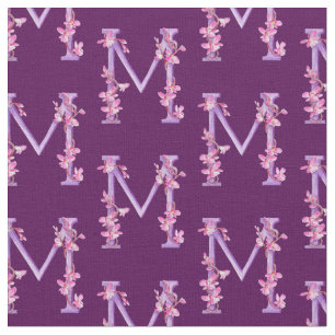 Monogramm erste M lila Orchideenfarbe Stoff