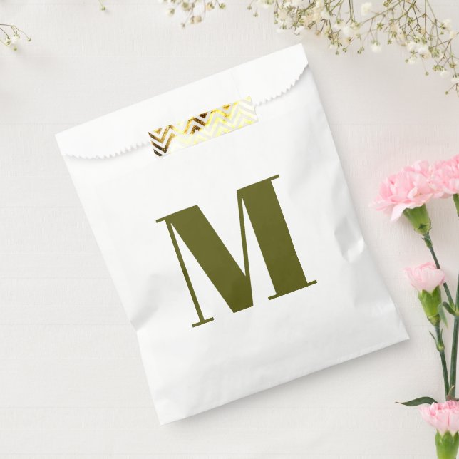 Monogramm erste Olivmoos-weiße Geschenke anpassen Geschenktütchen (Versiegelt)