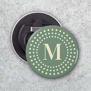 Monogramm erste Retro-Radialdosen Weiß grün Flaschenöffner