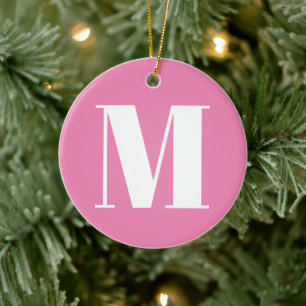 Monogramm erste rosa Weihnachten anpassen Keramik Ornament