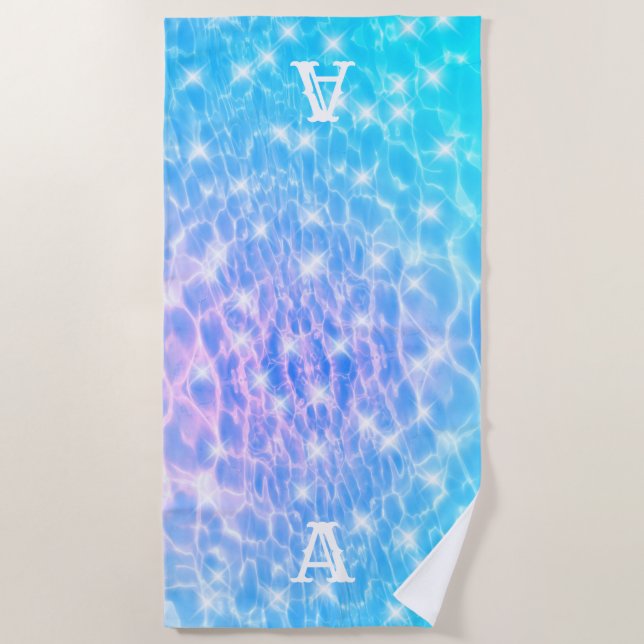 Monogramm erste Wasserrippelwasserstruktur modern Strandtuch (Vorderseite)
