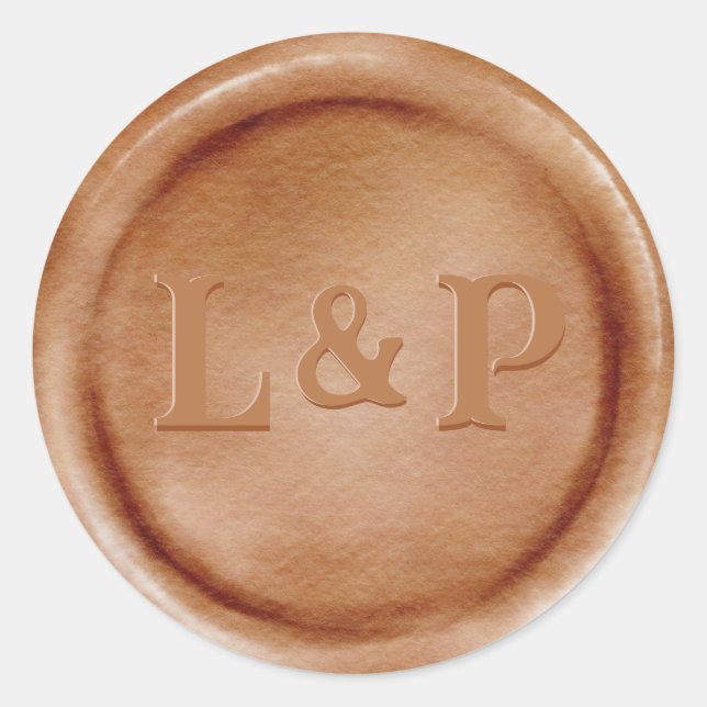 Monogramm erstes antikes Kupferhochspannungs-Wachs Runder Aufkleber (Vorderseite)