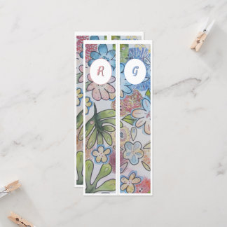 Monogramm erstes Whimsical Floral Zwei Lesezeichen
