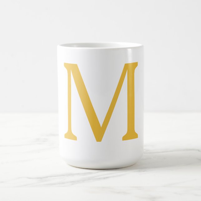 Monogramm Erstgelber goldgelber Individuelle Name Kaffeetasse (Mittel)