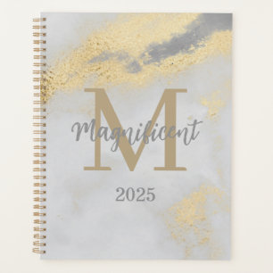 Monogramm Erstgold und Graumarmor 2025 undatiert Planer
