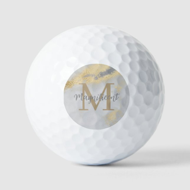 Monogramm Erstgold und Graumarmor Golfball (Vorderseite)