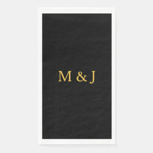 Monogramm Erstmaliger Gold Black Individuelle Name Serviette