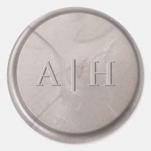 Monogramm Erstmaliger Perlgraue Wachs-Siegel-Aufkl Runder Aufkleber