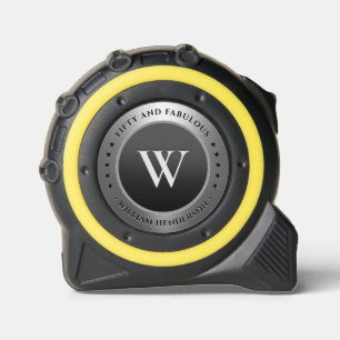 Monogramm Erstmaliges, elegantes Schwarz-Silber-Ba Maßband