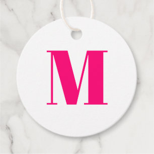Monogramm Erstmaliges rosa fuchsienweißes Geschenk Geschenkanhänger