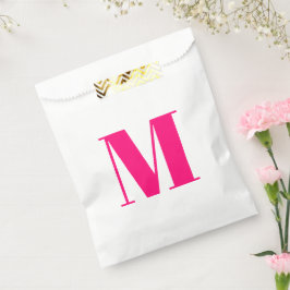 Monogramm Erstmaliges rosa fuchsienweißes Geschenk Geschenktütchen