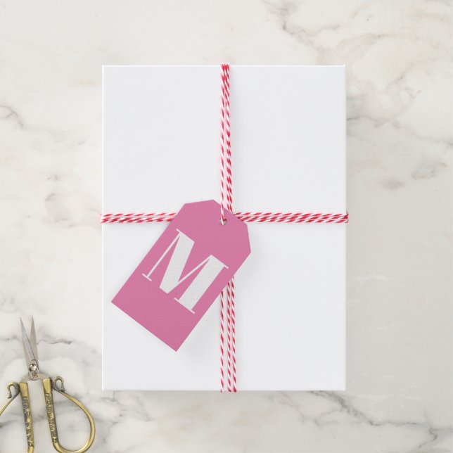 Monogramm Erstpinke weiß anpassen Geschenkanhänger (Mit Garn)