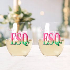 Monogramm ESQ. Ombre Rosa & Grün Stielloser Wein G Weinglas Ohne Stiel