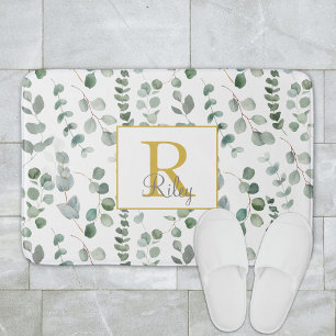 Monogramm-Eukalyptus-Muster Badematte