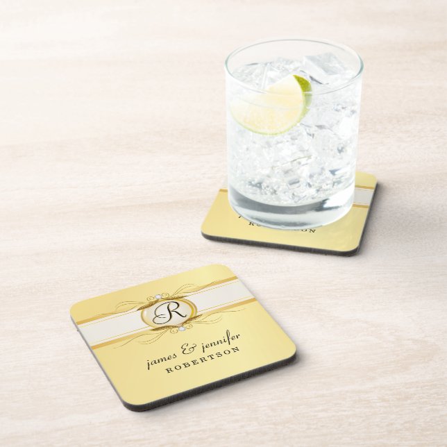 Monogramm-extravagantes Vintages Getränkeuntersetzer (Rechte Seite)