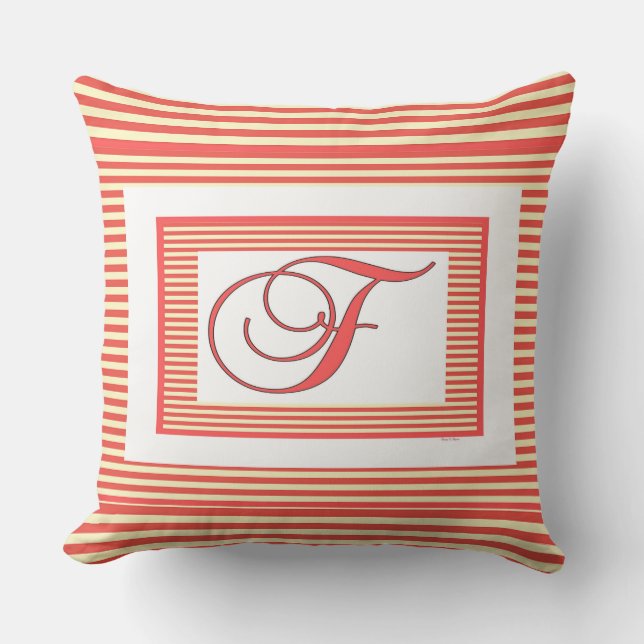 Monogramm F Familienwappen Initial Outdoor Pillow Kissen (Vorderseite)