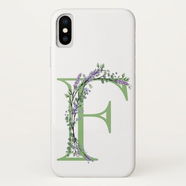 Monogramm F Lavendel Eucalyptus Case-Mate iPhone Hülle (Rückseite)