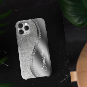Monogramm-falsche Diamant-Silber-Bling iPhone 13 Pro Hülle
